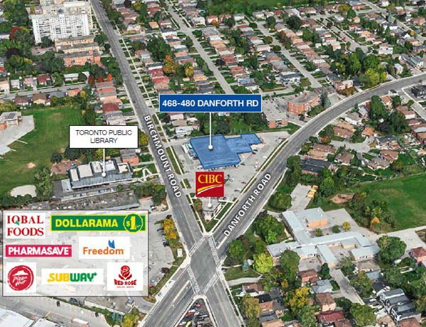 Aerial view of Scarborough - 468-480 Danforth Road