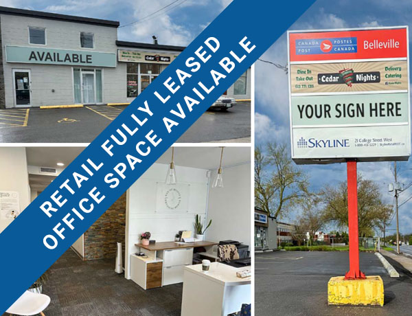 Belleville - 21 College St West - Retail Fully Leased Office Space Available